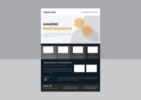 Photography flyer, photo workshop flyer template design, vector photography flyer poster design.