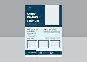 Snow Removal Service Flyer Template. Snow Cleaning Service Flyer Poster Leaflet Design. Cover, A4 size, Flyer Design. vector