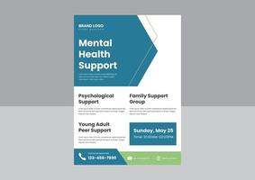 mental support flyer poster design template. take care of your mental health flyer poster design template. vector