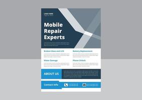 Smartphone Repair Service flyer template. Cell phone repair flyer poster template. Mobile Repair Experts Flyer Design. Cover, A4 size, Template Design. vector