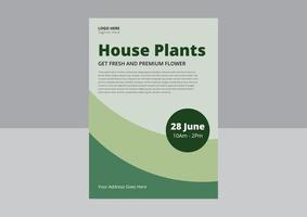 House Plants flyer template design. greenhouse, home garden, gardening, plant lover. A4 vector illustration for poster, banner, flyer, advertising.