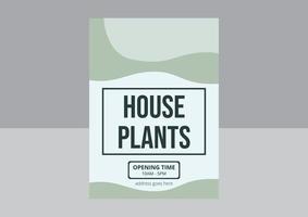 House Plants flyer template design. greenhouse, home garden, gardening, plant lover. A4 vector illustration for poster, banner, flyer, advertising.