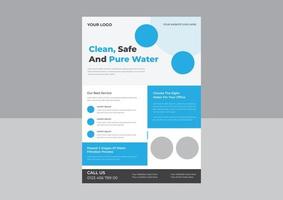 Pure water flyer design, Clean safe water poster design, Water refilling service flyer design. Drink pure water poster template. vector