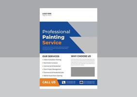 Paint service flyer design template. House paint services flyer design. Commercial real estate painting service poster leaflet design. cover, flyer design. vector