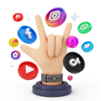 mídia social e ilustração 3d de marketing digital