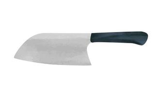 Santoku cleaver with wooden handle watercolor style vector illustration isolated on white background. Santoku cleaver clipart. Large sharp cleaver cartoon hand drawn. Kitchen utensils and cooking tool