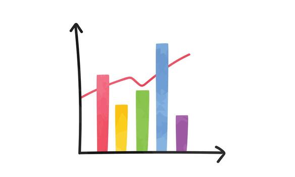 imágenes prediseñadas de gráfico combinado. ilustración de vector de estilo acuarela de gráfico combinado simple. gráfico combinado minimalista con diagrama de líneas y columnas estilo de garabato dibujado a mano de dibujos animados. dibujo del concepto de negocio