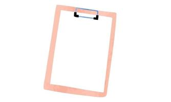 Clip File Holder watercolor style vector illustration isolated on white background. Clipboard with blank paper hand draw clipart