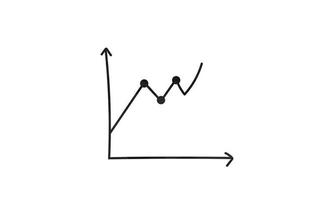 gráficos analíticos de finanzas de gráfico de líneas. gráfico de línea simple con ilustración de vector de estilo acuarela de puntos. datos de gráficos de líneas minimalistas y diagrama de análisis garabatos dibujados a mano de dibujos animados. sorteo de concepto de negocio