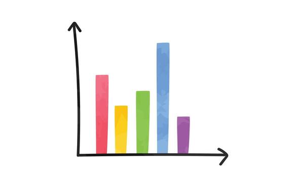 imágenes prediseñadas de gráfico de columna de colores. gráfico de columnas simple estilo acuarela ilustración vectorial aislado sobre fondo blanco. diagrama de datos y análisis de gráfico de columna minimalista estilo de garabato dibujado a mano de dibujos animados vector
