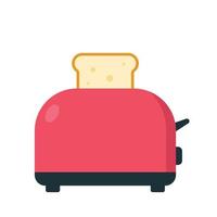 Toaster icon clipart vector illustration. Pop up toaster sign flat vector design. Red toaster icon isolated on white background. Bread toaster cartoon clipart. Kitchen appliance concept symbol