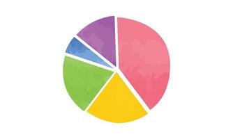 Colorful pie chart clipart. Simple pie chart circle diagram watercolor style vector illustration isolated on white. Colored pie chart cartoon hand drawn doodle style. Business concept drawing