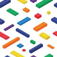 coloridos juguetes de ladrillos de para niños en patrones sin fisuras de estilo isométrico. Ilustración