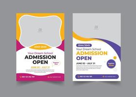 School Admission Flyer Design Template, School Education Admission, Corporate Banner, Kids Back To School Business Poster Layout Premium Vector Ads. Free Vector