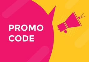 Promo code button. Promo code speech bubble. Promo code text web template. Vector Illustration.