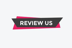 Review us Start now button. Review us User rating social banner promotion. Review Us text social media template vector