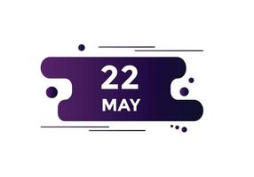 may 22 calendar reminder. 22th may daily calendar icon template. Calendar 22th may icon Design template. Vector illustration