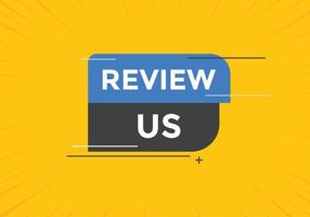 Review us Start now button. Review us User rating social banner promotion. Review Us text social media template vector