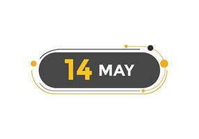 may 14 calendar reminder. 14th may daily calendar icon template. Calendar 14th may icon Design template. Vector illustration