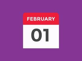 february 1 calendar reminder. 1st february daily calendar icon template. Calendar 1st february icon Design template. Vector illustration