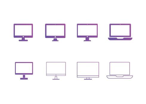 conjunto de iconos de computadora portátil ilustración vectorial. símbolo moderno de computadora portátil para s styleo, sitio web y aplicaciones móviles. vector