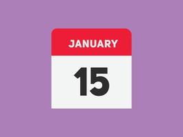 january 15 calendar reminder. 15th january daily calendar icon template. Calendar 15th january icon Design template. Vector illustration