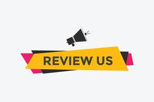 Review us Start now button. Review us User rating social banner promotion. Review Us text social media template vector