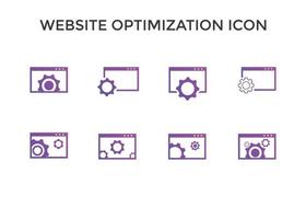 iconos de optimización de sitios web. icono de símbolo de desarrollo de página web. concepto de seo y diseño web vector