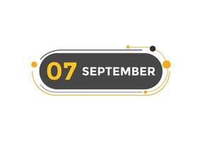 september 7 calendar reminder. 7th september daily calendar icon template. Calendar 7th september icon Design template. Vector illustration