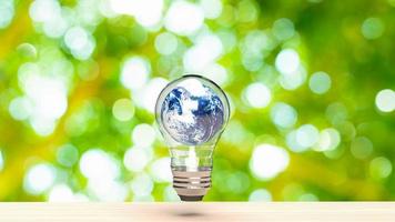 The earth in light bulb for environment or ecology concept 3d rendering photo