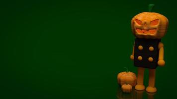 The pumpkin halloween on green background  3d rendering photo