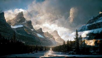 Bow River, Castle Mountain, Banff National Park Canada photo