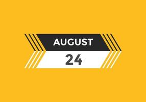 august 24 calendar reminder. 24th august daily calendar icon template. Calendar 24th august icon Design template. Vector illustration