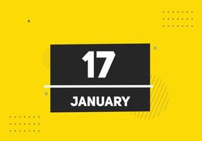 january 17 calendar reminder. 17th january daily calendar icon template. Calendar 17th january icon Design template. Vector illustration