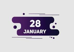 january 28 calendar reminder. 28th january daily calendar icon template. Calendar 28th january icon Design template. Vector illustration