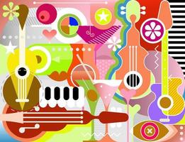 Cocktails and Disco Music vector background photo