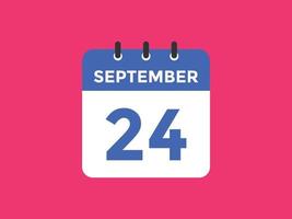 september 24 calendar reminder. 24th september daily calendar icon template. Calendar 24th september icon Design template. Vector illustration