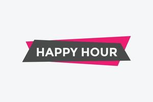 Happy hour button. Happy hour text web template. speech bubble vector