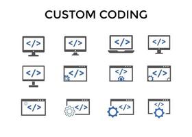 Set of Custom coding icons Vector illustration. modern style Custom coding symbol