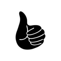 Thumb up gesture isolated. Black silhouette of a hand on a white background with a thumb. Vector stock illustration of super class gesture.