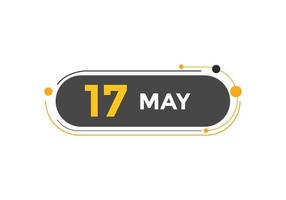 may 17 calendar reminder. 17th may daily calendar icon template. Calendar 17th may icon Design template. Vector illustration