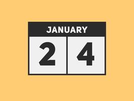 january 24 calendar reminder. 24th january daily calendar icon template. Calendar 24th january icon Design template. Vector illustration