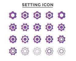 set of Setting icon gradient color for apps or web interface with button. Set of settings, Gear, Cog icon vector with button. Sign flat style setting or gear