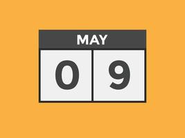 may 9 calendar reminder. 9th may daily calendar icon template. Calendar 9th may icon Design template. Vector illustration