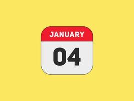 january 4 calendar reminder. 4th january daily calendar icon template. Calendar 4th january icon Design template. Vector illustration