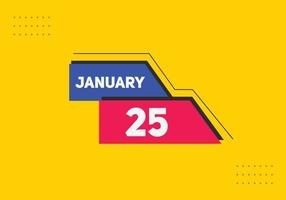 january 25 calendar reminder. 25th january daily calendar icon template. Calendar 25th january icon Design template. Vector illustration