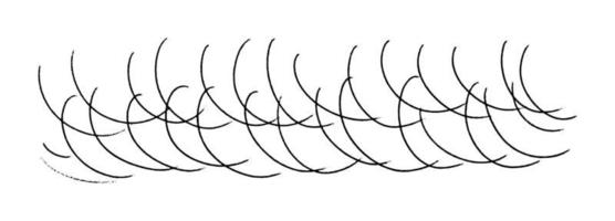 Vector illustration of curved lines. Hand-drawn arched doodle strokes. Horizontal background pencil texture isolated on white.