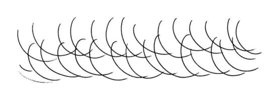 Vector illustration of curved lines. Hand-drawn arched doodle strokes. Horizontal background pencil texture isolated on white.