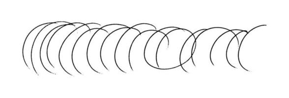 Vector illustration of curved lines. Hand-drawn arched doodle strokes. Horizontal background texture isolated on white.