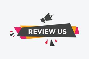 Review us Start now button. Review us User rating social banner promotion. Review Us text social media template vector